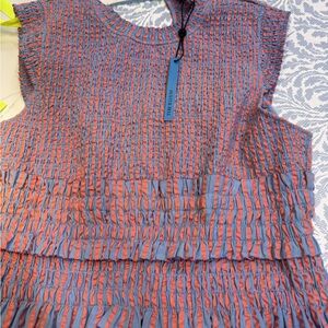 Hunter Bell Blue and Red Textured Midi Dress Louise dress xl nwt